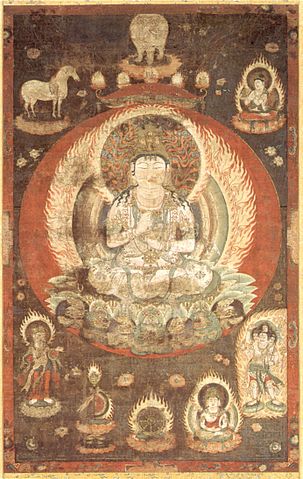 303px-Mandala_of_the_Single-syllable_Golden_Wheel_(Ichiji_kinrin_mandara),_Heian_period,_12th_century,_Nara_National_Museum