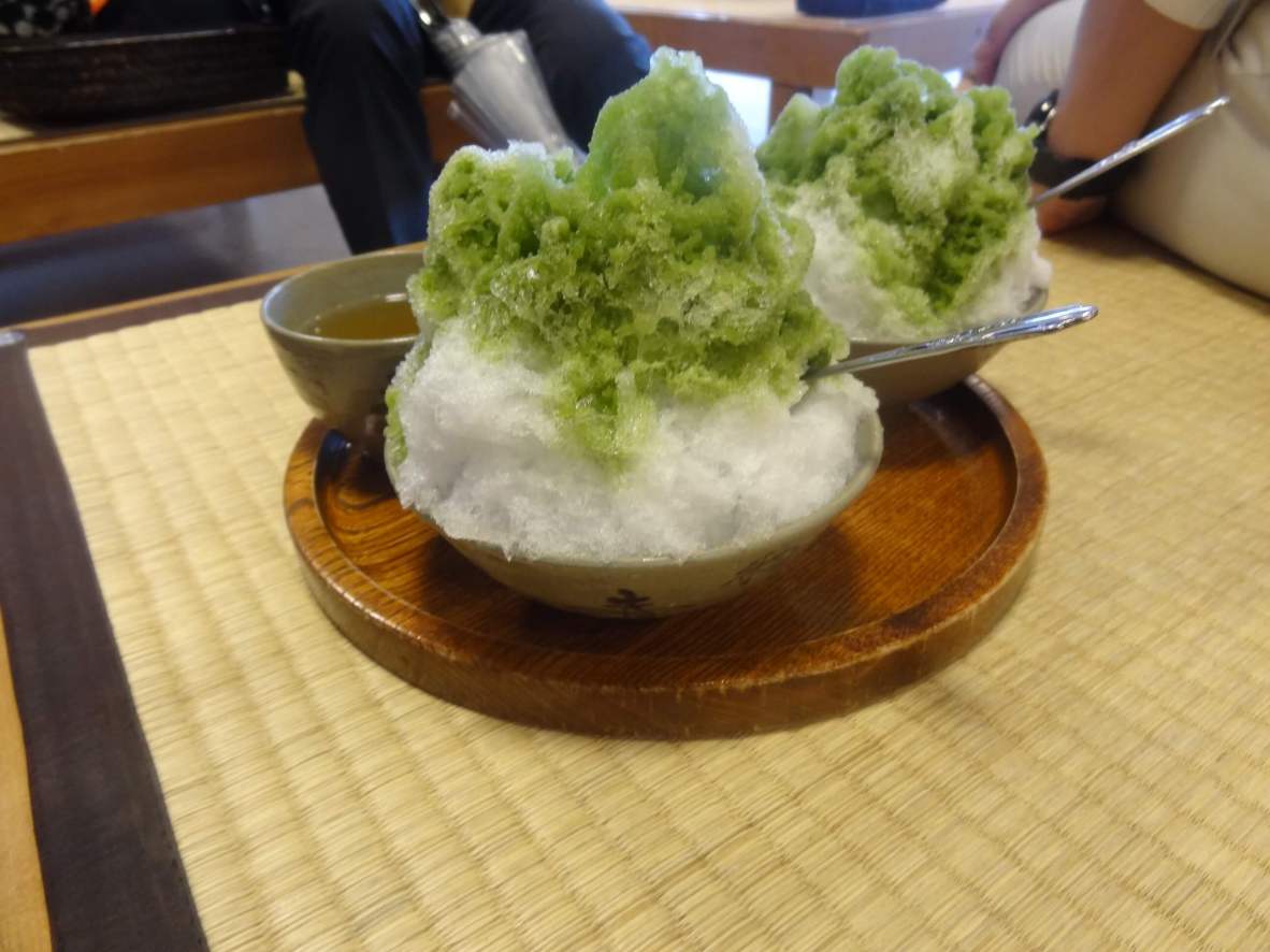 shaved ice with hidden Akafuku mochi