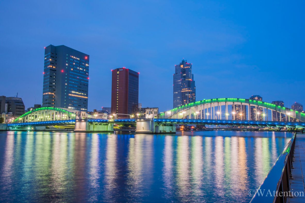 Colorful Kachidoki Bridge Night Views