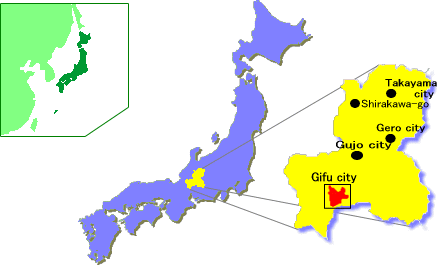 Map of Japan and Gifu