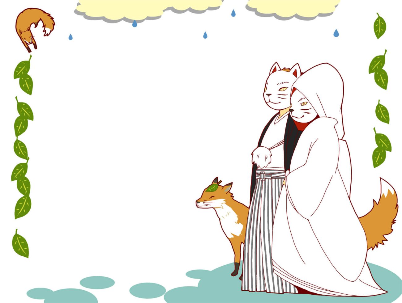 two kitsune are getting married