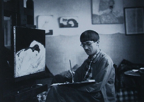 Tsuguharu Foujita in his studio by Jean Agélou