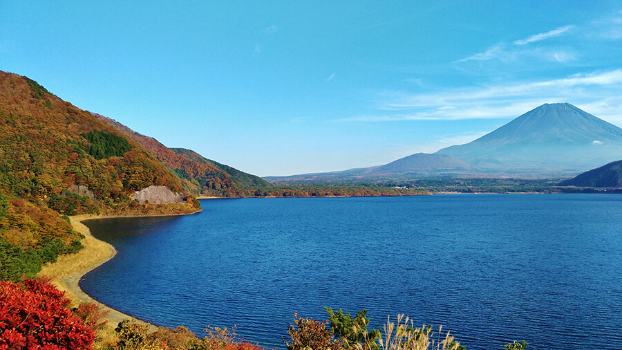 View of Mt Fuji from Lake Motosuko 