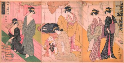 Utagawa Toyokuni I "Women and an Infant Boy in a Public Bath House" 1799