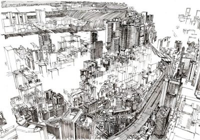 Drawing of Tokyo by Simon Kalajdjiev