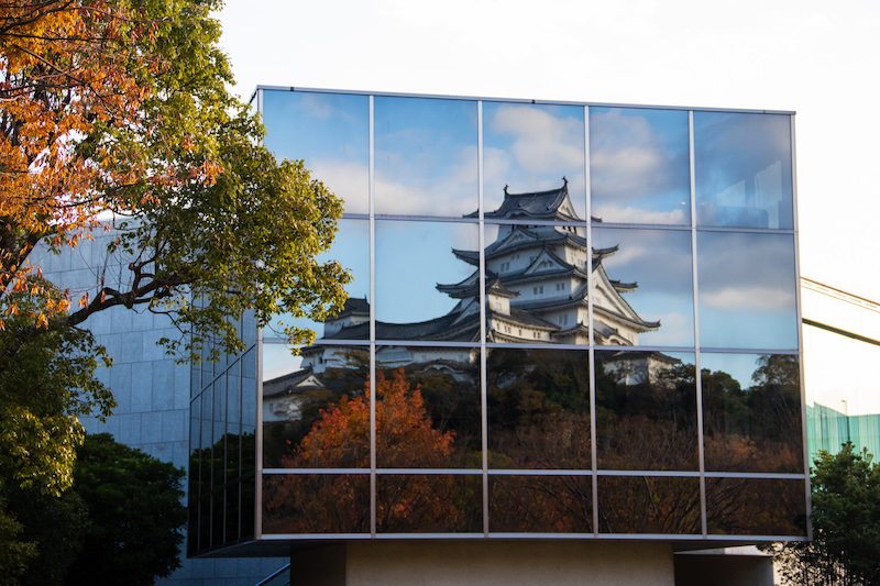 Himeji Castle reflected on the wall