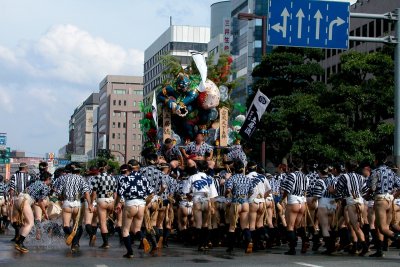 The Hakata Gion Yamakasa festival in Fukuoka