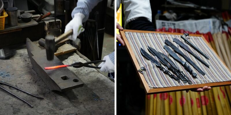 Process of making letter-openers at Tsutsumi Productions
