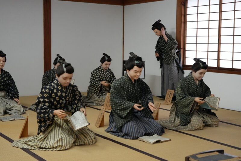 A recreation of a samurai school classroom at Nisshinkan